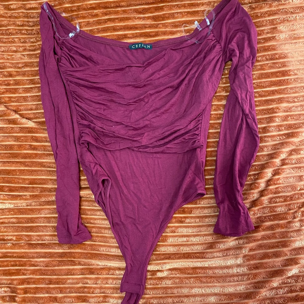Off shoulder ruffled bodysuit